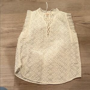 Rebecca Taylor Ivory Lace Sleeveless Blouse